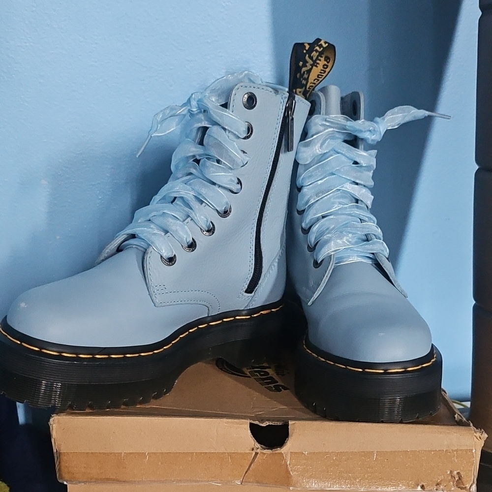 Dr. Martens Women's Light Blue Combat Boots